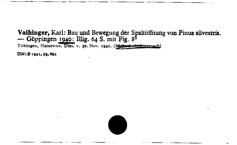 [Katalogkarte Dissertationenkatalog bis 1980]