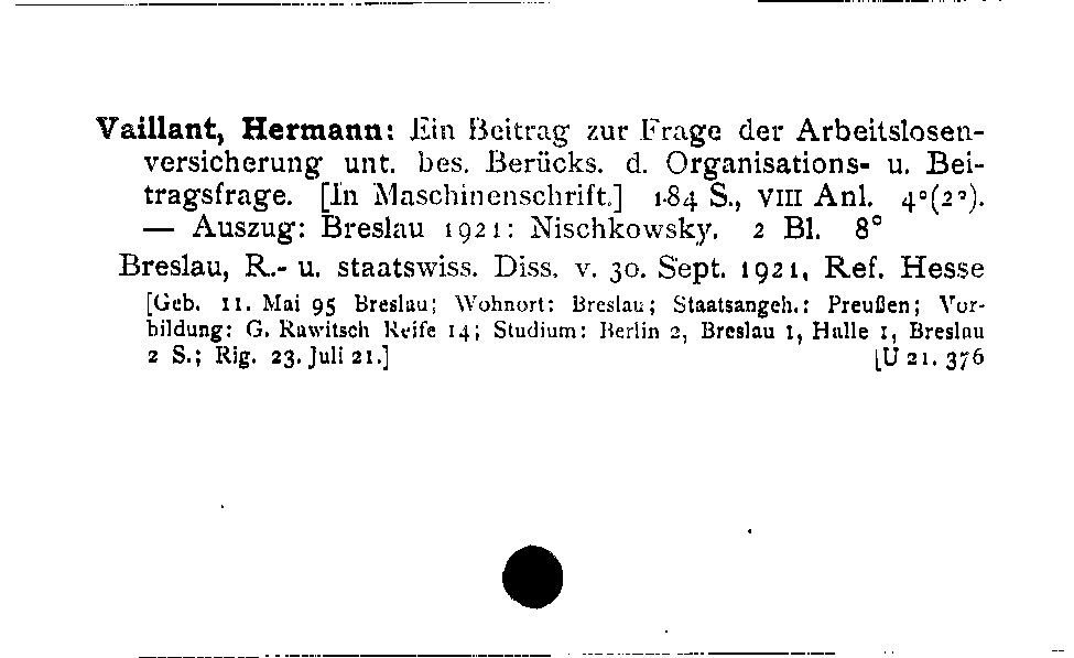 [Katalogkarte Dissertationenkatalog bis 1980]