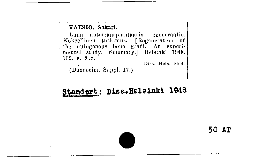 [Katalogkarte Dissertationenkatalog bis 1980]