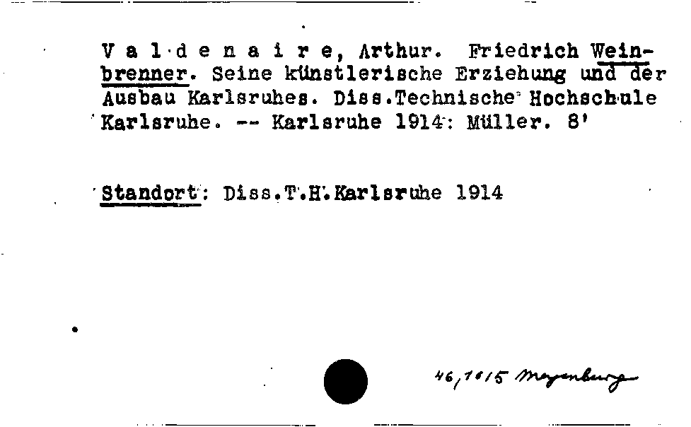 [Katalogkarte Dissertationenkatalog bis 1980]