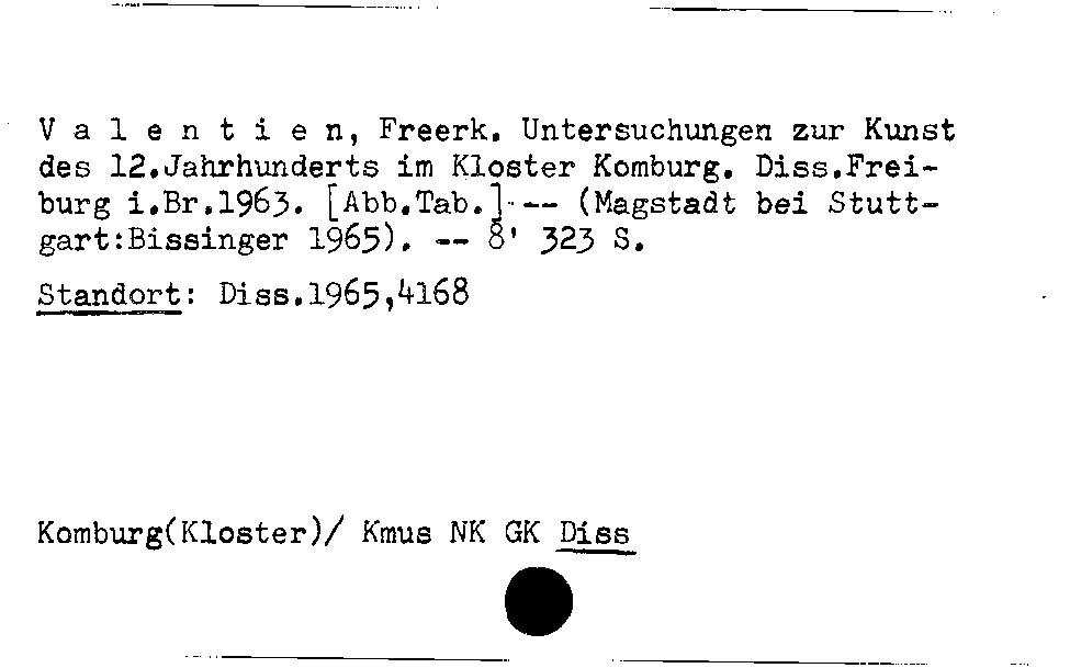 [Katalogkarte Dissertationenkatalog bis 1980]