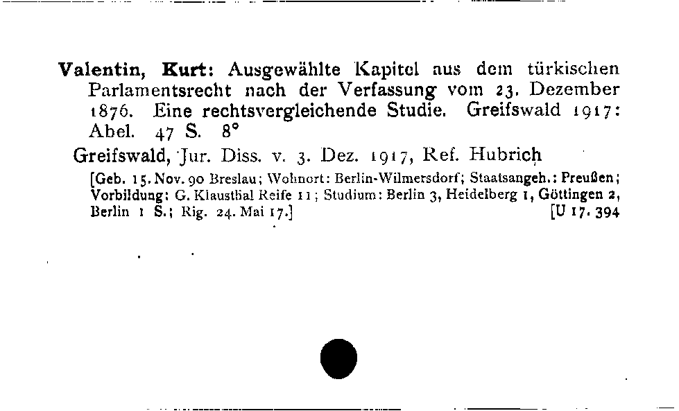 [Katalogkarte Dissertationenkatalog bis 1980]