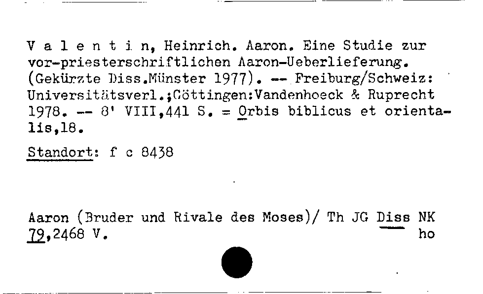 [Katalogkarte Dissertationenkatalog bis 1980]