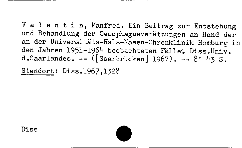 [Katalogkarte Dissertationenkatalog bis 1980]