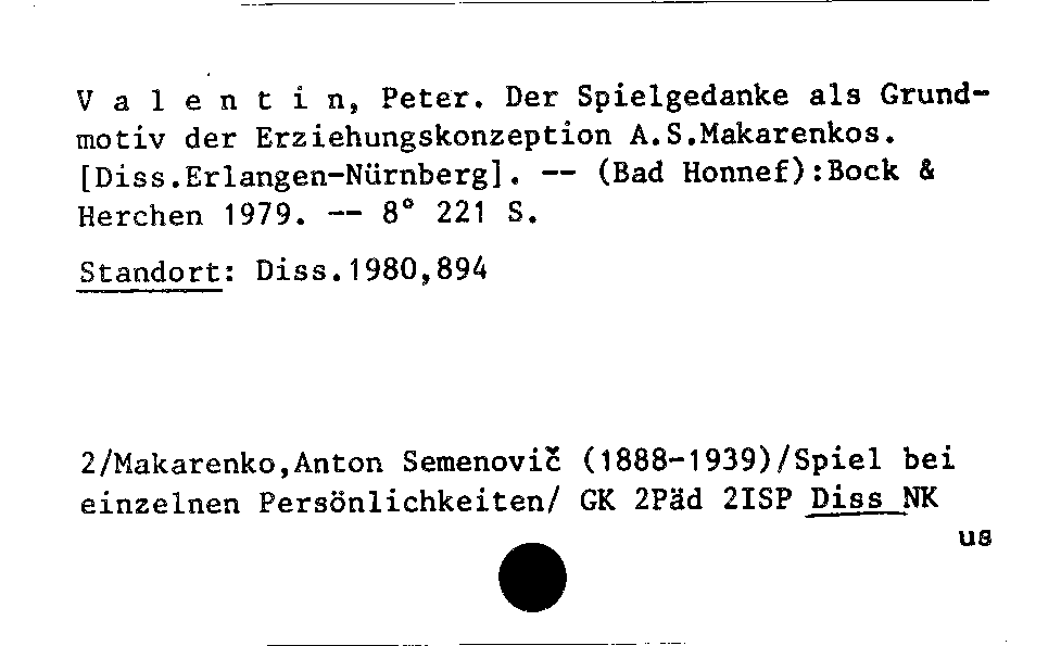 [Katalogkarte Dissertationenkatalog bis 1980]