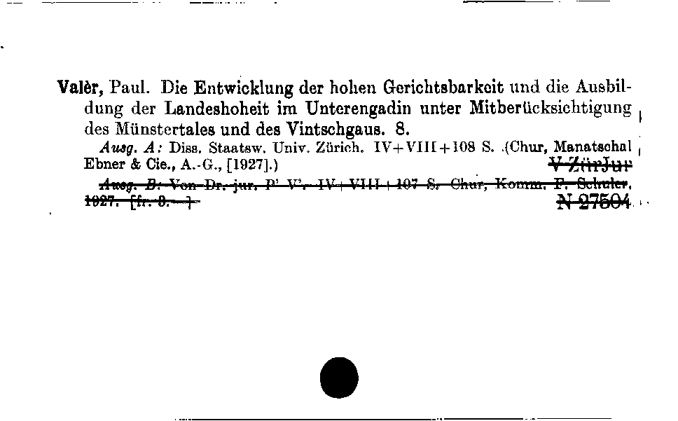 [Katalogkarte Dissertationenkatalog bis 1980]