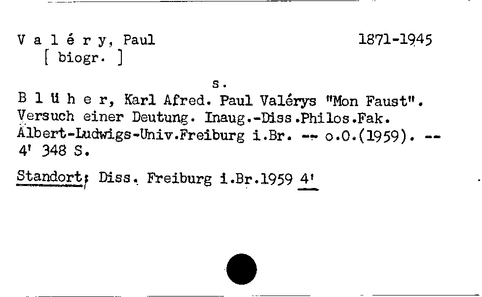 [Katalogkarte Dissertationenkatalog bis 1980]