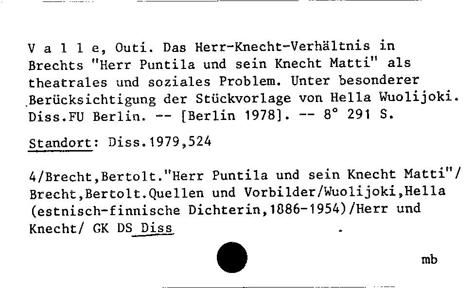 [Katalogkarte Dissertationenkatalog bis 1980]