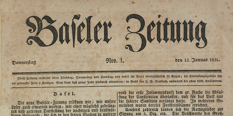 Basler Zeitung aus dem Jahr 1831