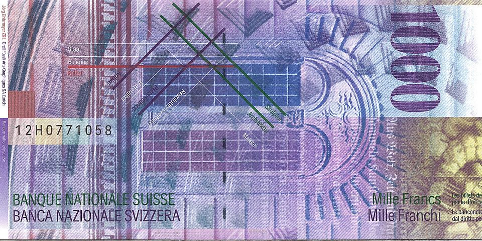 Abbildung Pergamonfries auf Schweizer Banknote