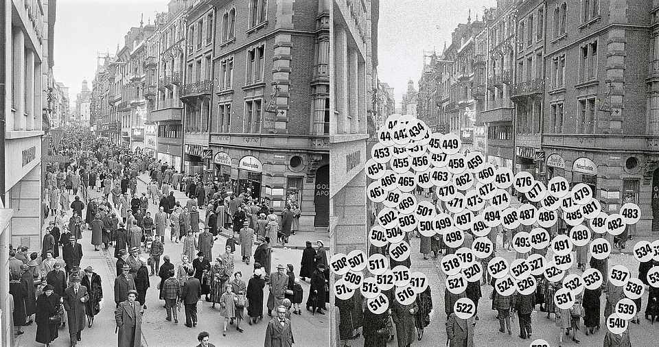 Fotografie von Hans Bertolf (1907–1976)  Collagen von Thi My Lien Nguyen und Simon Tanner