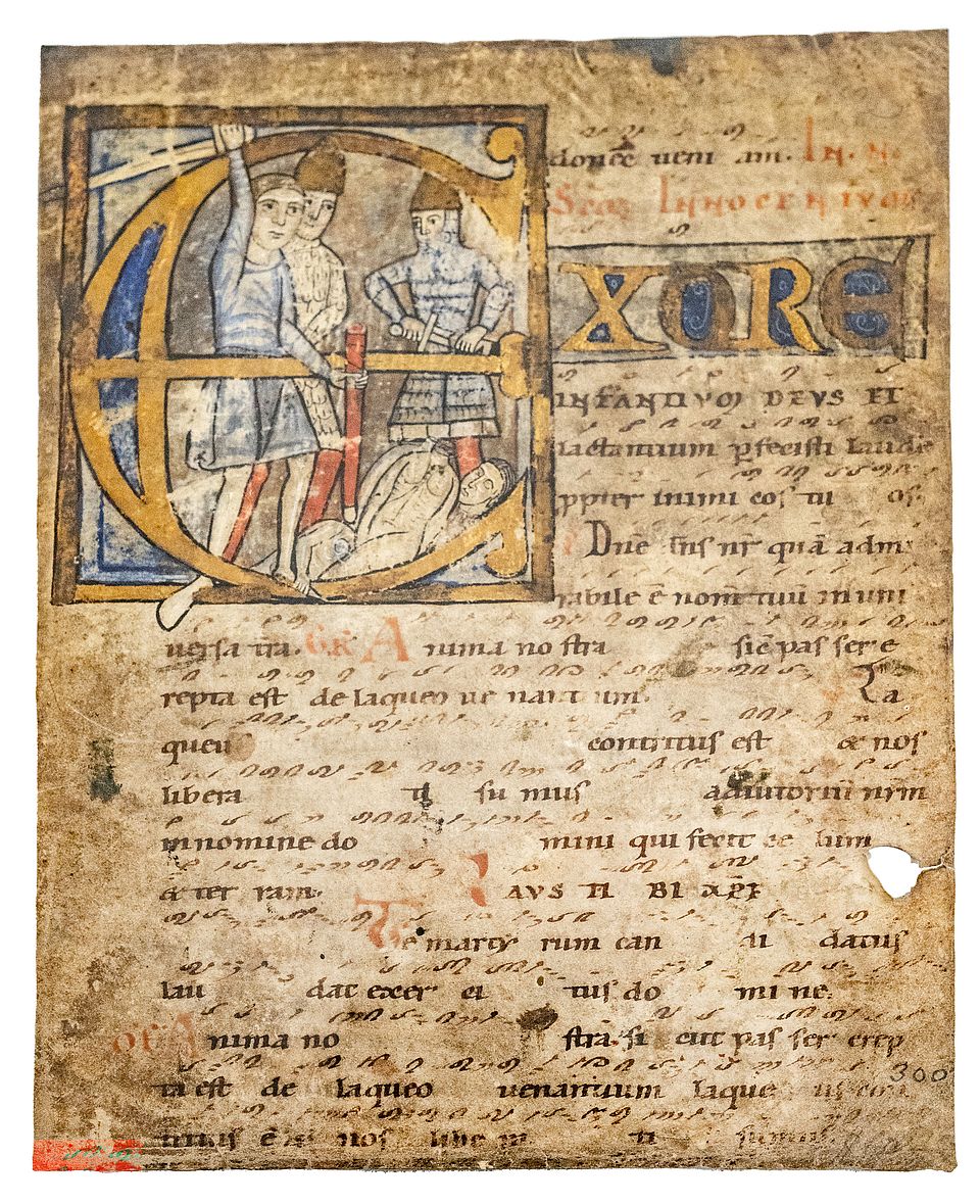 Fragment mit Initiale E : Kindermord in Bethlehem, Deutschland, 12. Jahrhundert